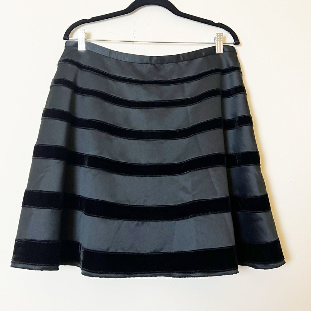 Behnaz Sarafpour for Target Black Velvet and Satin Stripe Circle Skirt, Large